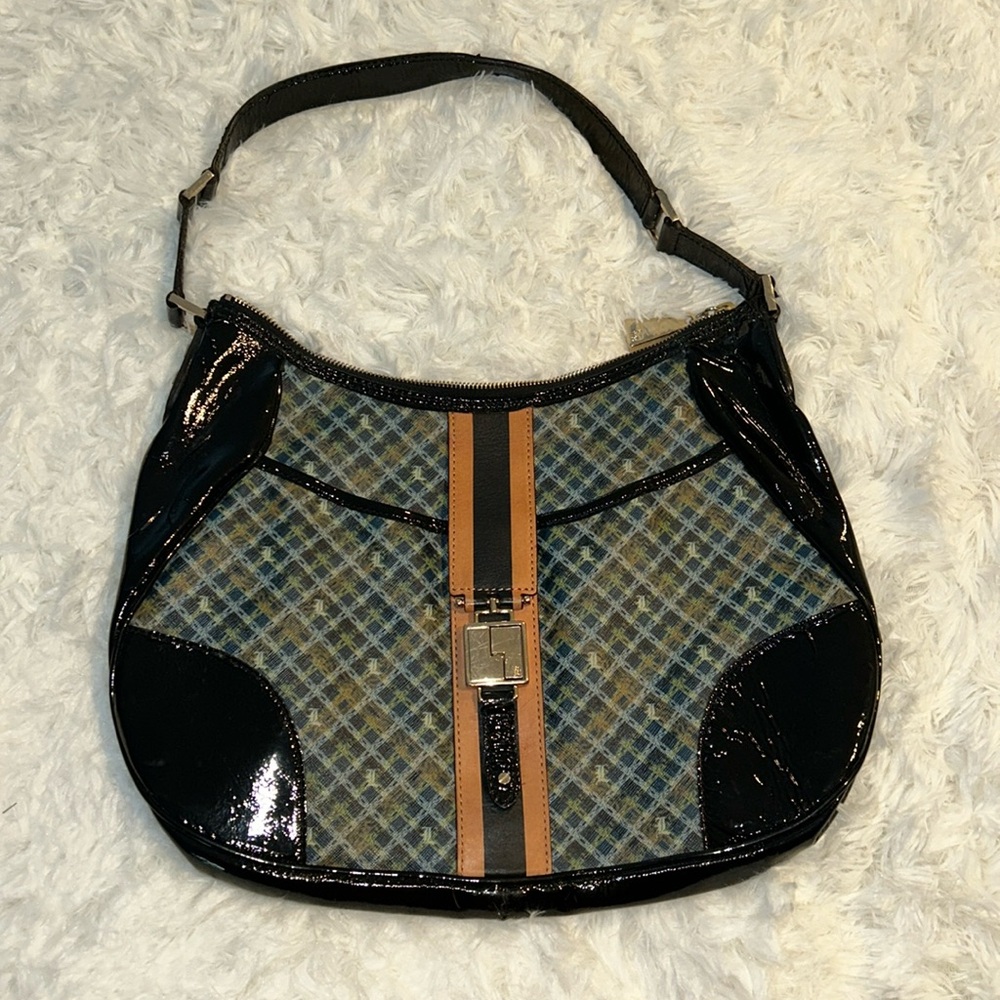 L.A.M.B. Plaid Patent Montego Hobo Bag